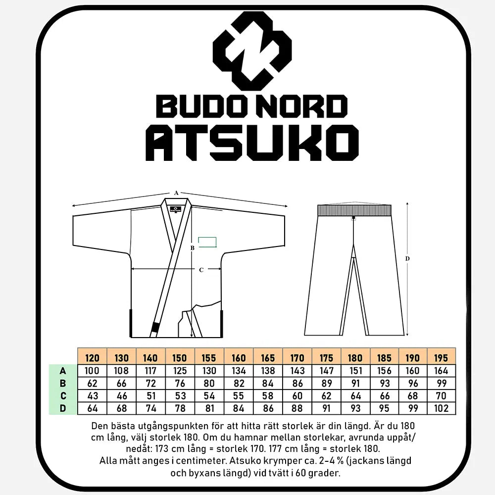 Budo-Nord Atsuko Kata Gi Size Chart