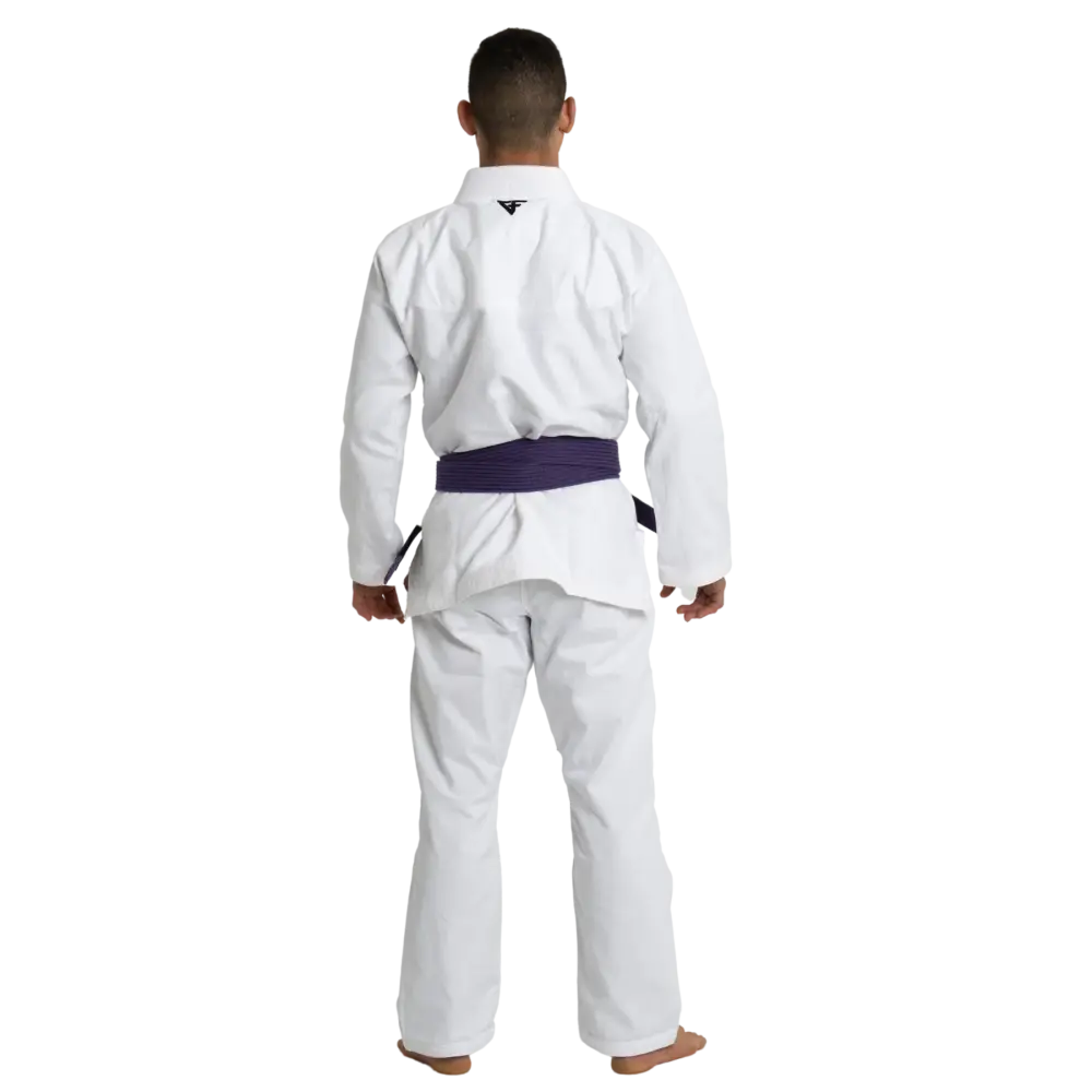Back of the white BJJ GiGround Force Basic BJJ Gi V2 - White Martial Arts Supplies Aus