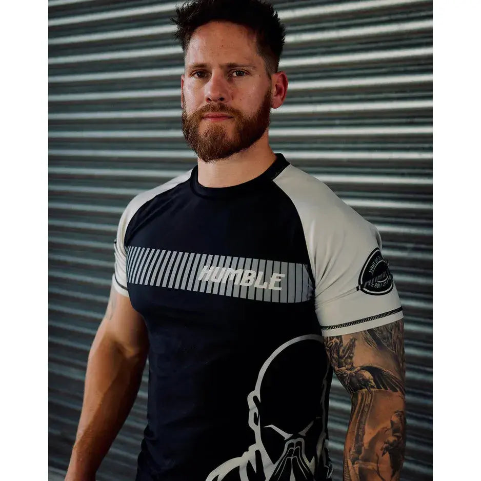 Humble Ranked Rashguard - Short Sleeve - White - Model