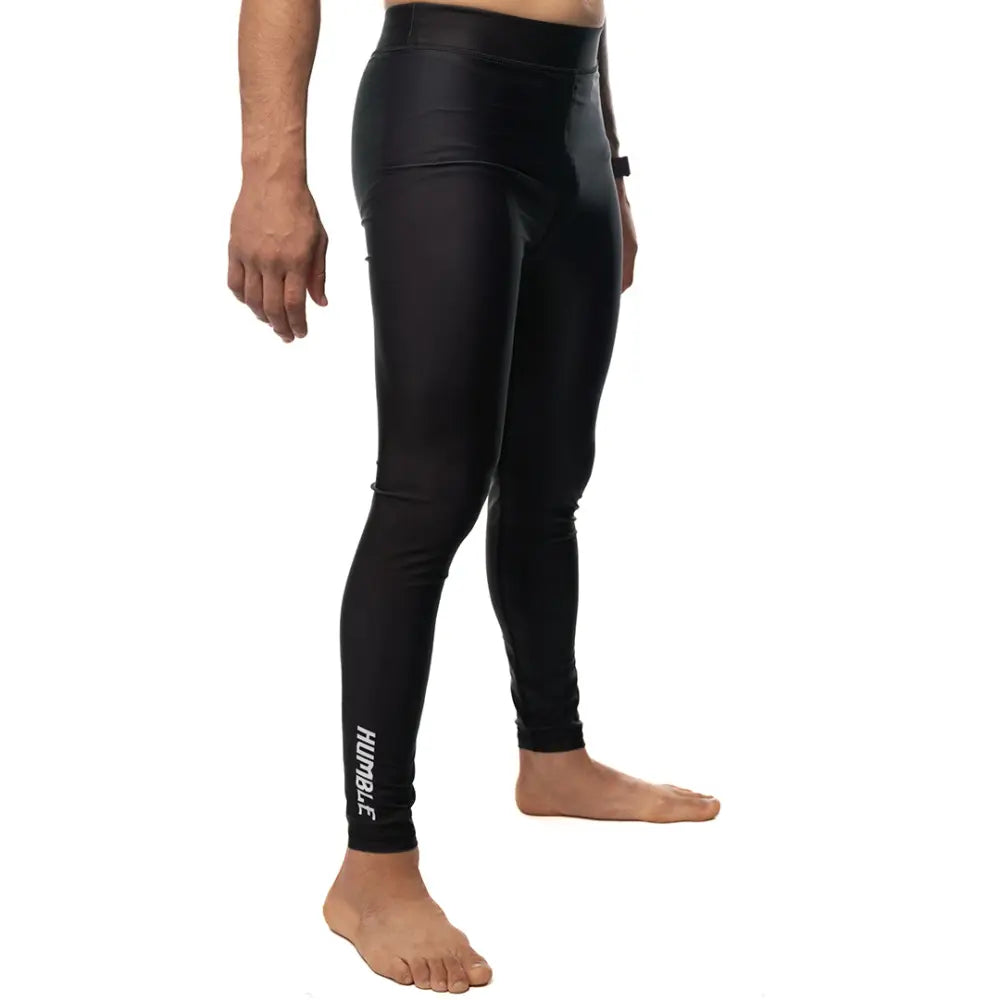 Simple Humble Logo on the leg in white. The rest of the spats are black