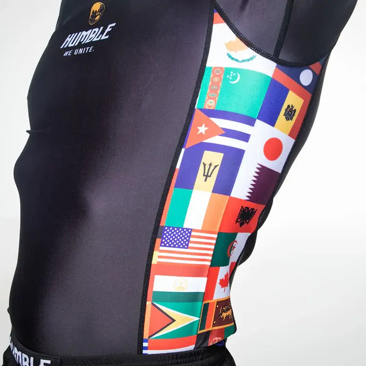 Flag detail down the sides of the rashguard