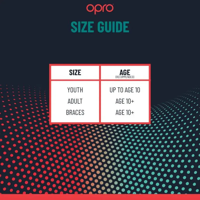 Opro mouthguard size chart