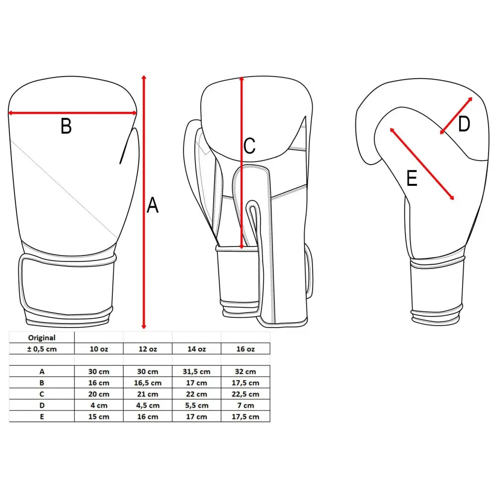 Topten Boxing Glove Size Chart