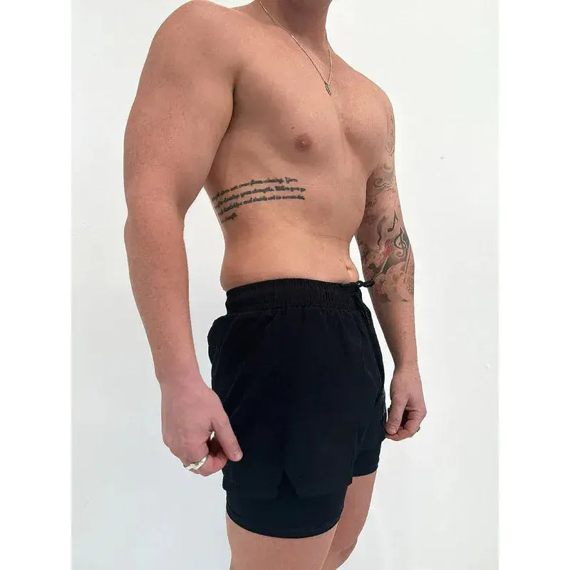 Training Shorts with compression shorts attached