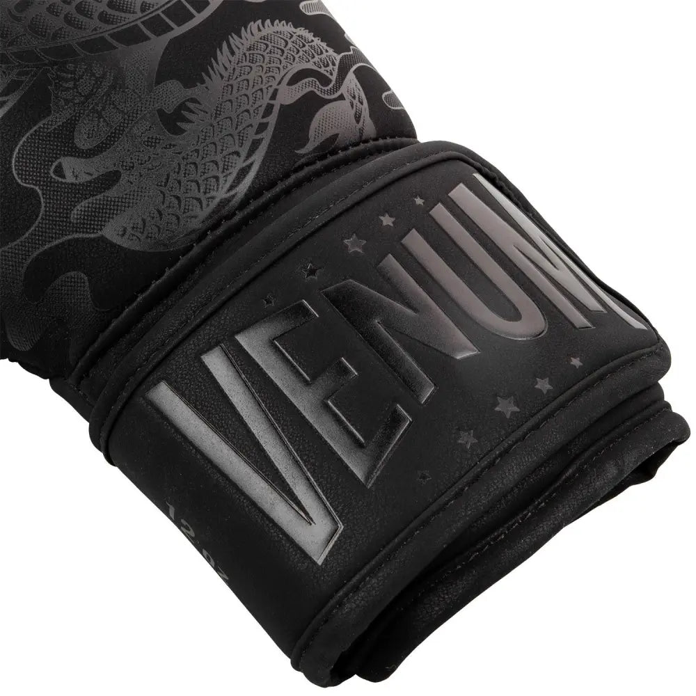 Venum Dragons Flight Boxing Gloves - Black - Cuff detail