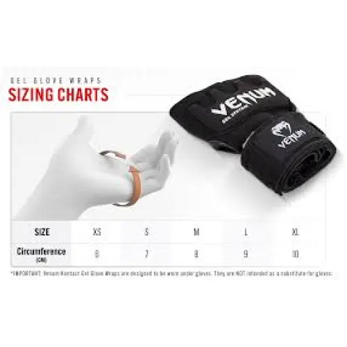 Venum quick wraps size chart