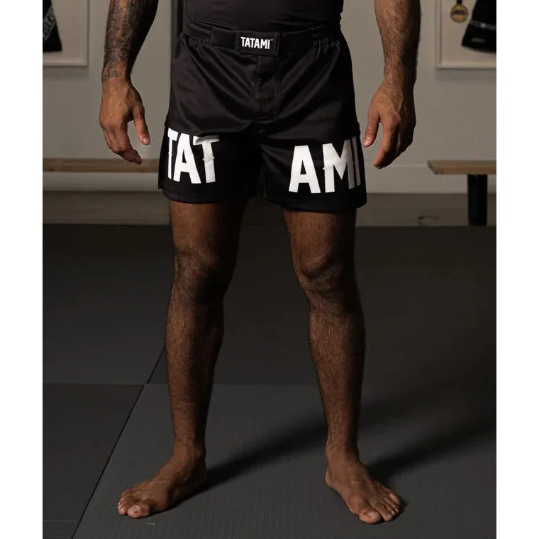 Tatami Grappling shorts - Black with white text