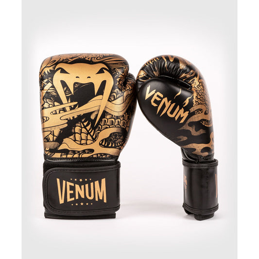 Kids Venum Dragons Flight Boxing Gloves - Black/Bronze