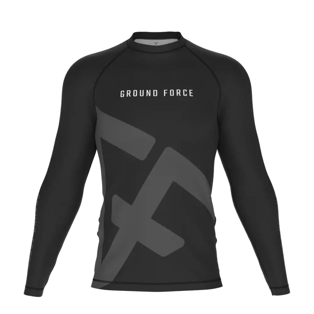 Ground Force Rank Rashguard V2 - Long Sleeve - Black - Martial Arts Supplies Aus