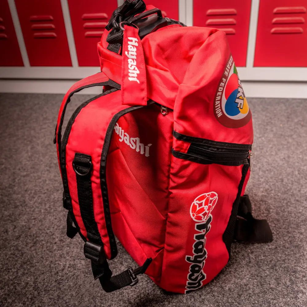 The WKF sports bag can be worn as a rucksack - Straps in the base