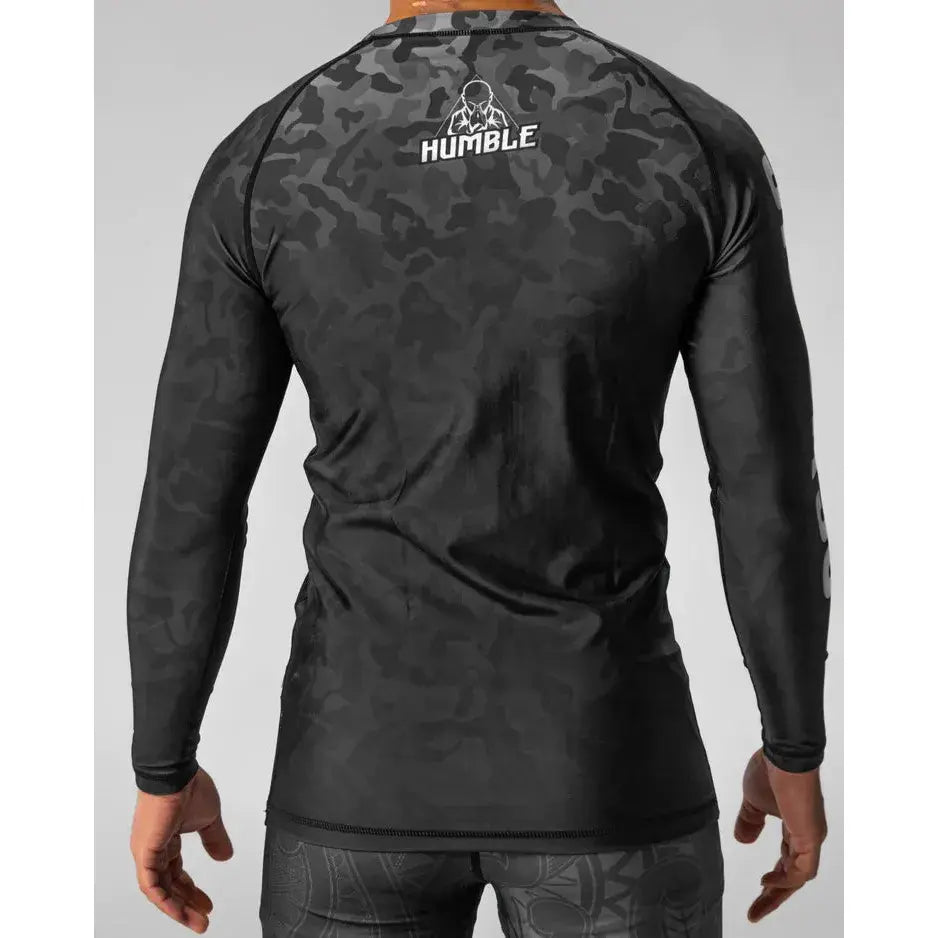 Back of the Humble Black Camo Long Sleeve Rashguard