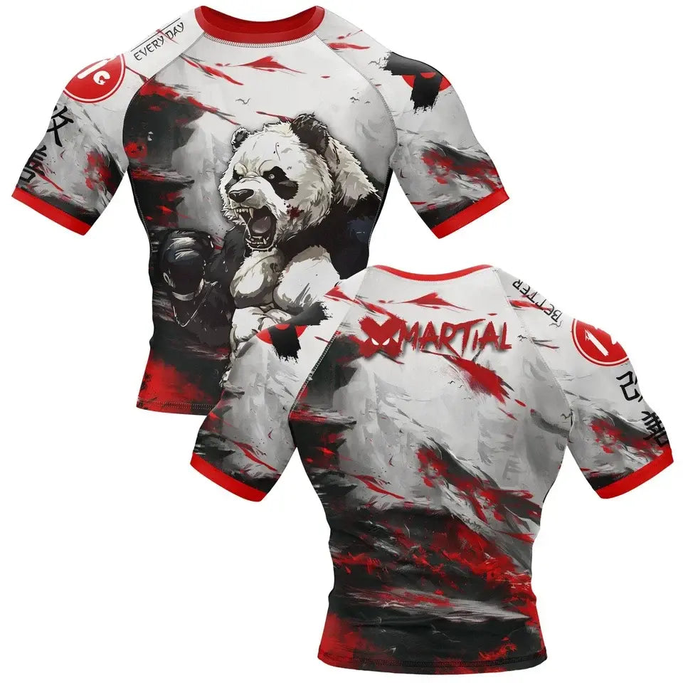 Shredded Panda BJJ Rash Guard - Short Sleeve