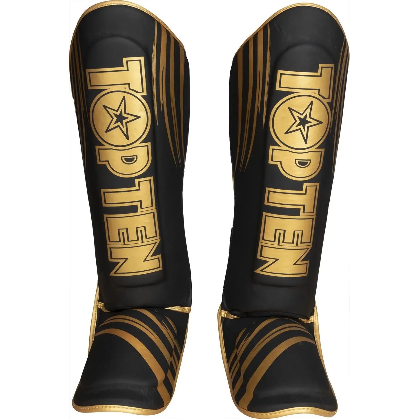 Black/Gold Stripe Star Light MMA shinguards