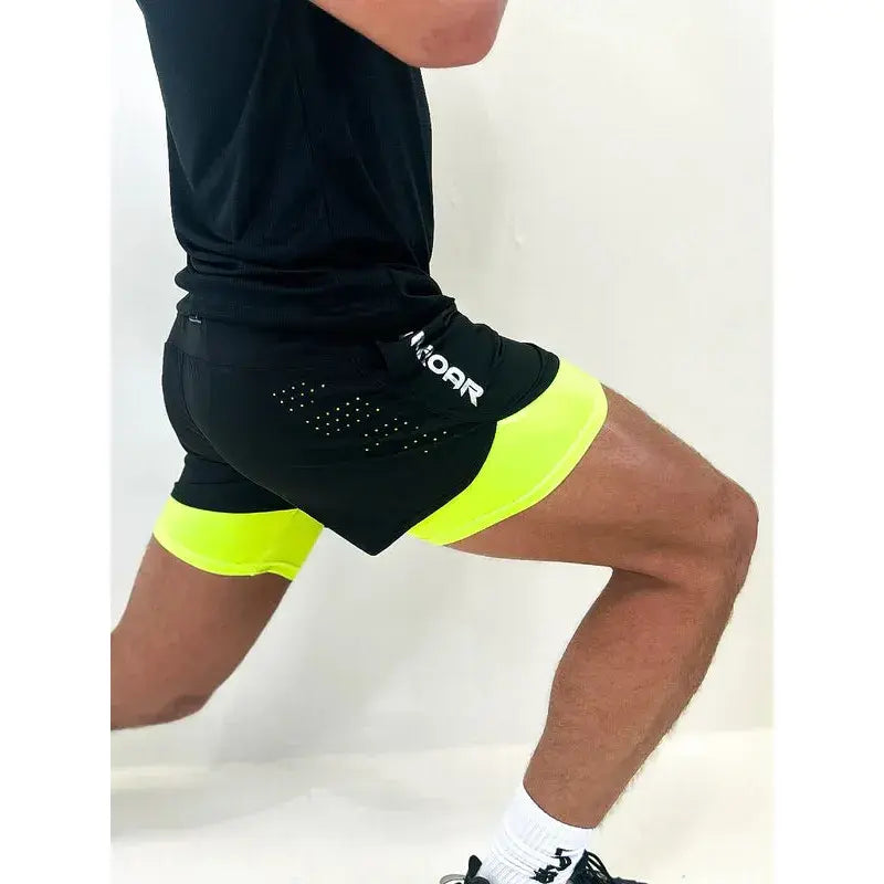 Uproar 2 in 1 Training Shorts - Black/Yellow