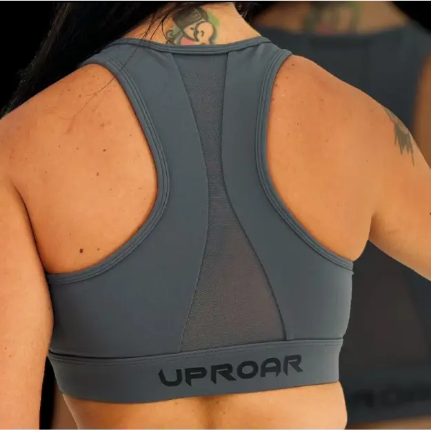 Back of Uproar Equipped Sports Bra - Slate