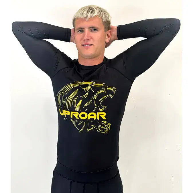 Uproar Long Sleeve Rashguard - Black/Yellow - Front