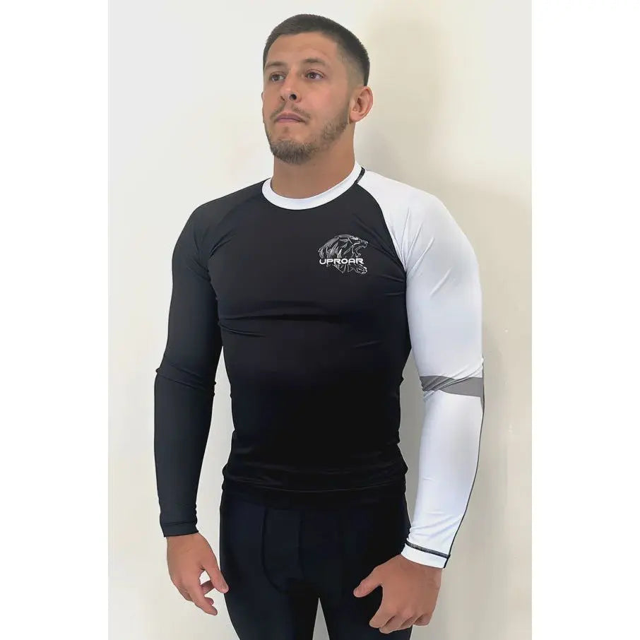 Uproar Mens BJJ, MMA Rash Guard Full Sleeve Black