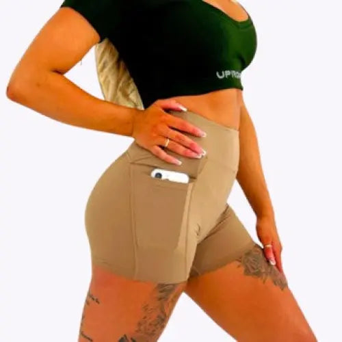 Uproar Mocha Thigh Grip Shorts with Pockets - MASA