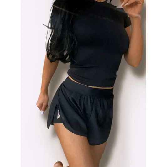 Uproar Women’s Half Ribbed Compression Top - Black