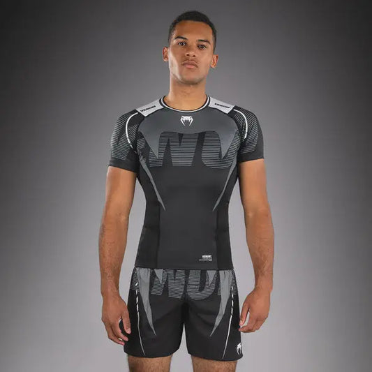 Venum Adrenaline Short Sleeve Rashguard - Black/Silver