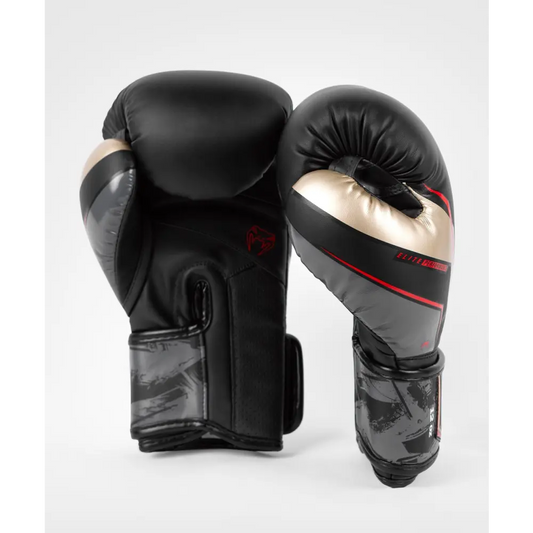 Venum Elite Evo Boxing Gloves - Black/Gold/Red
