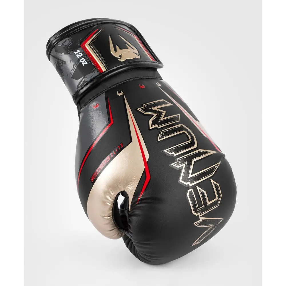 Venum Elite Evo Boxing Gloves - Black/Gold/Red