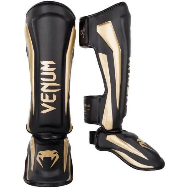 Venum Elite Standup Shinguards - Black and Gold