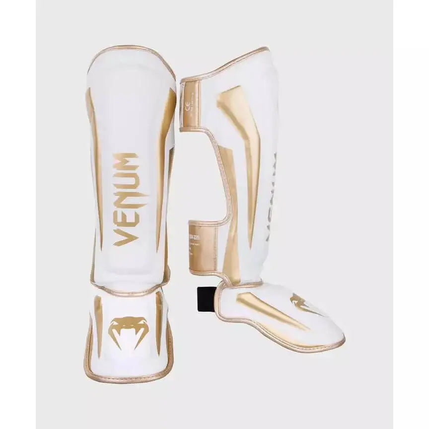 Venum elite shinguard white gold